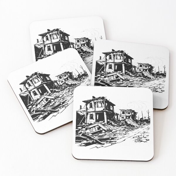 Item preview, Abandoned Buildings Wrecked Homes Ruins Apocalypse town designed and sold by inkoutninja.