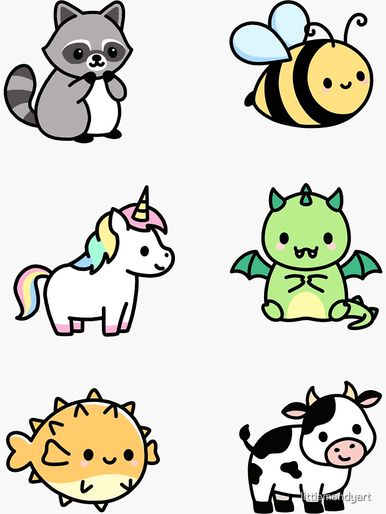 Imagen 3 de 3, Pegatina con la obra Animales bonitos, diseñada y vendida por littlemandyart.