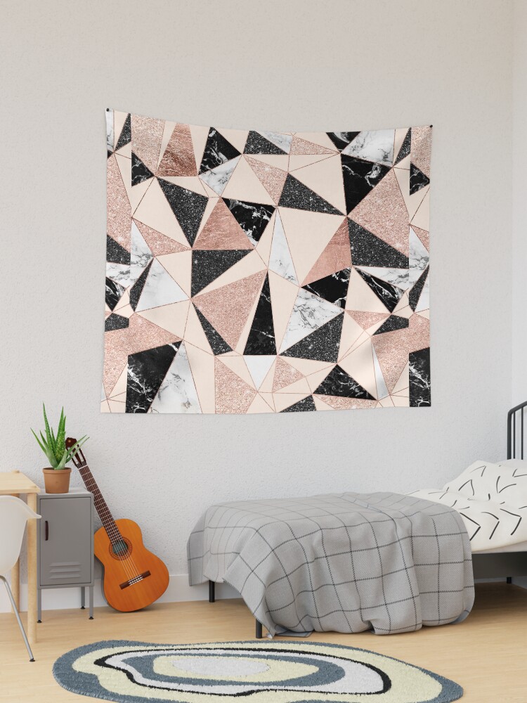 Black white and online gold tapestry