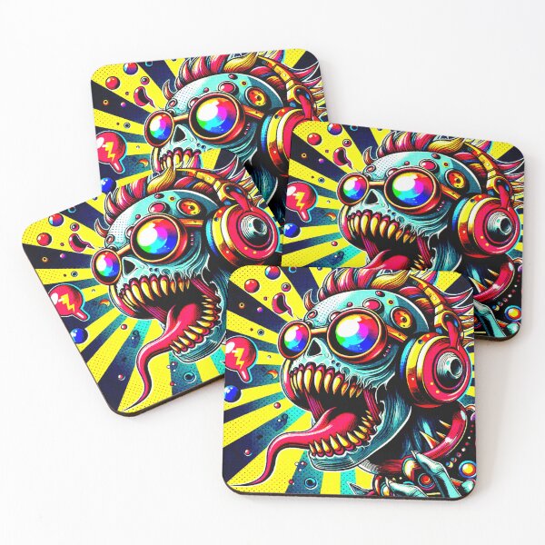 Item preview, Monster with Tongue Out on Yellow Background, Colorful Retro Comic Style designed and sold by AstronautMerch.