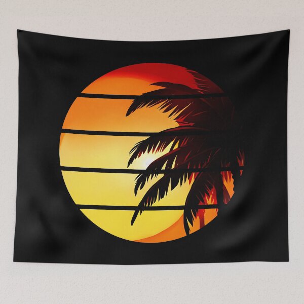 Item preview, Retro Sun Retro Palm Tree Fronds and Sky AI Art - Orange designed and sold by Beachy.