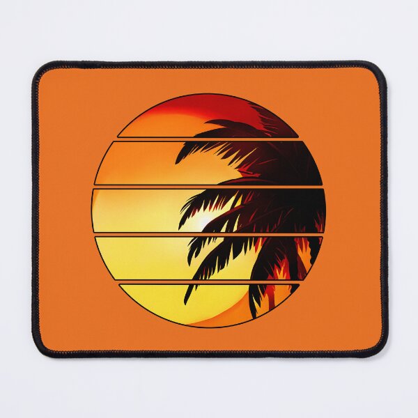 Item preview, Retro Sun Retro Palm Tree Fronds and Sky AI Art - Orange with black edge designed and sold by Beachy.