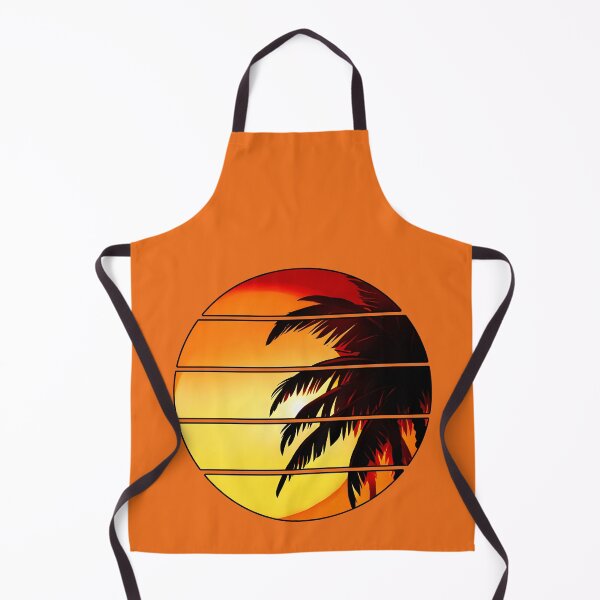 Item preview, Retro Sun Retro Palm Tree Fronds and Sky AI Art - Orange with black edge designed and sold by Beachy.