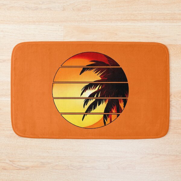 Item preview, Retro Sun Retro Palm Tree Fronds and Sky AI Art - Orange with black edge designed and sold by Beachy.
