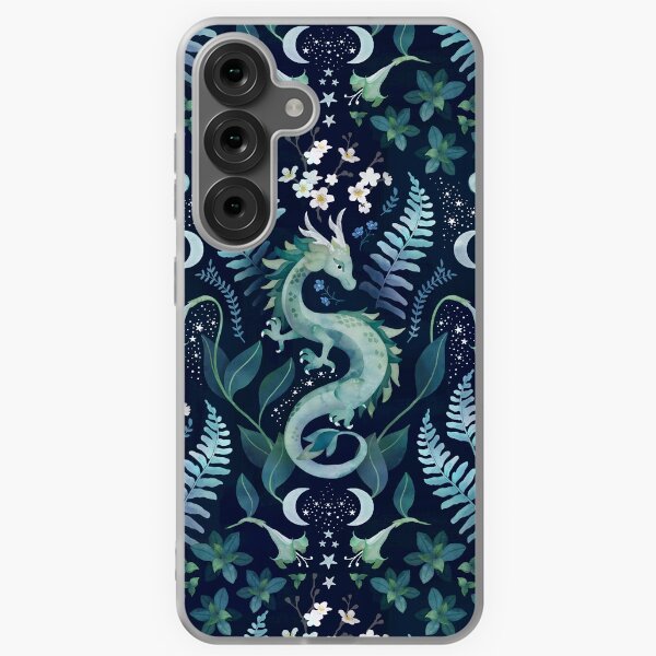 Item preview, Mystic woodland dragon in green and blue watercolour designed and sold by adenaJ.