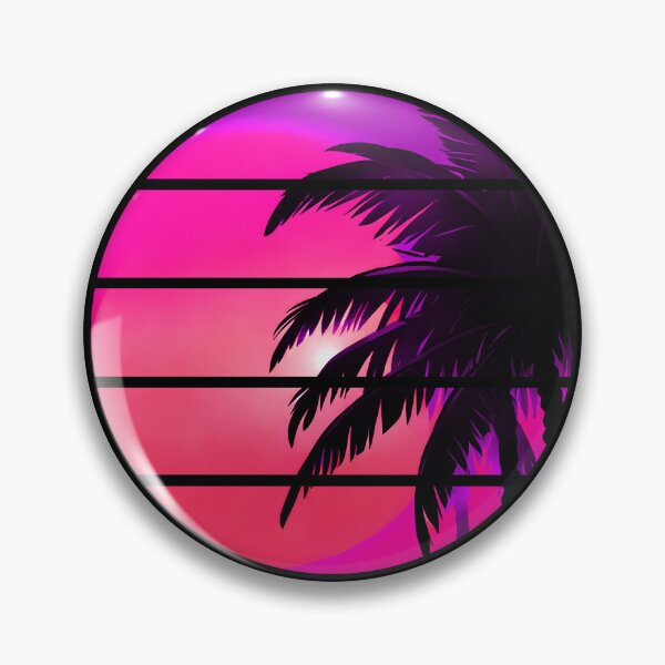Item preview, Retro Sun Retro Palm Tree Fronds and Sky AI Art - Pink designed and sold by Beachy.