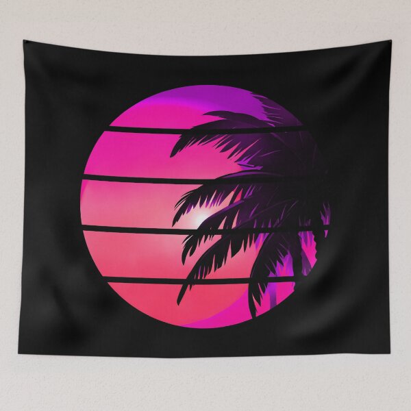 Item preview, Retro Sun Retro Palm Tree Fronds and Sky AI Art - Pink designed and sold by Beachy.