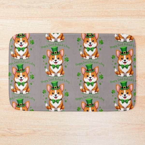 Item preview, Happy Saint Patrick's Dog: A harmonious Saint Patrick's image featuring a happy dog in a top hat and bow tie surrounded by Shamrocks to give a pleasing and balanced design. designed and sold by Grang Art Artistic Designs.