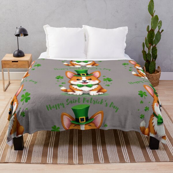 Item preview, Happy Saint Patrick's Dog: A harmonious Saint Patrick's image featuring a happy dog in a top hat and bow tie surrounded by Shamrocks to give a pleasing and balanced design. designed and sold by Grang Art Artistic Designs.
