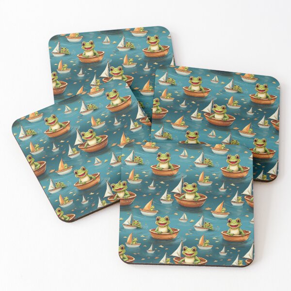 Item preview, Hoppy Holidays: A fun pattern with frogs celebrating holidays on their boats, decorated with colorful sails. designed and sold by Grang Art Artistic Designs.