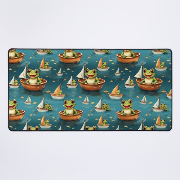 Item preview, Hoppy Holidays: A fun pattern with frogs celebrating holidays on their boats, decorated with colorful sails. designed and sold by Grang Art Artistic Designs.