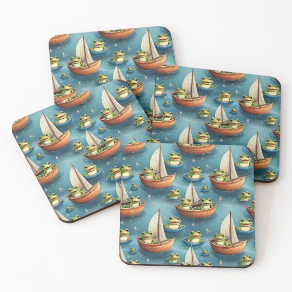 Item preview, Froggy Fun: A Fun pattern with frogs celebrating holidays on their boats, decorated with colorful sails. designed and sold by Grang Art Artistic Designs.