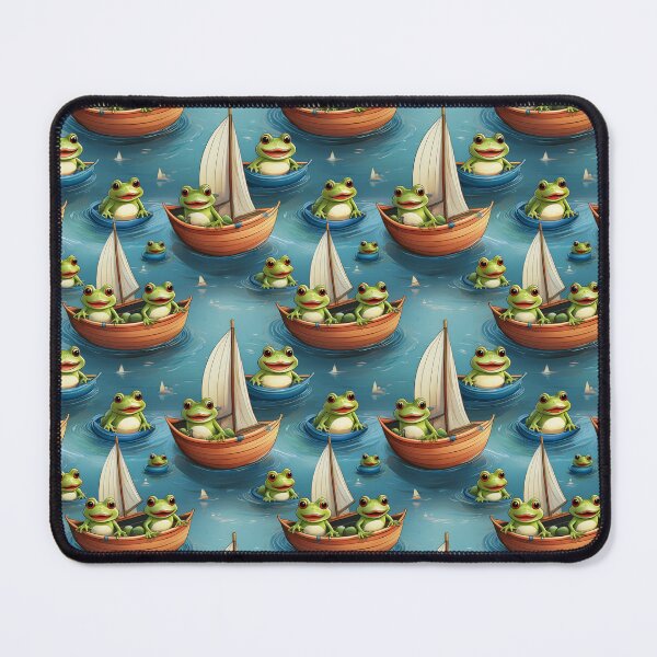 Item preview, Froggy Fun: A Fun pattern with frogs celebrating holidays on their boats, decorated with colorful sails. designed and sold by Grang Art Artistic Designs.