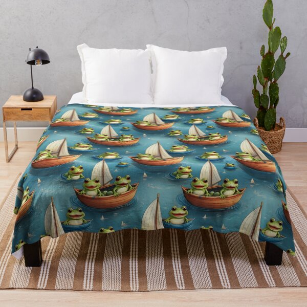 Item preview, Froggy Fun: A Fun pattern with frogs celebrating holidays on their boats, decorated with colorful sails. designed and sold by Grang Art Artistic Designs.