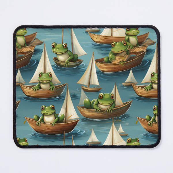 Item preview, Froggy Fantasy: A Fun pattern with frogs celebrating holidays on their boats, decorated with colorful sails. designed and sold by Grang Art Artistic Designs.