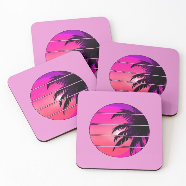Item preview, Retro Sun Retro Palm Tree Fronds and Sky AI Art - Pink with black edge designed and sold by Beachy.