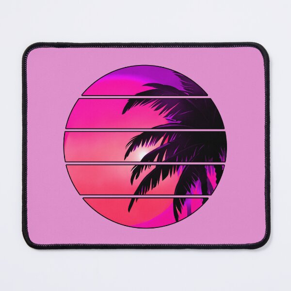 Item preview, Retro Sun Retro Palm Tree Fronds and Sky AI Art - Pink with black edge designed and sold by Beachy.
