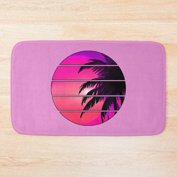 Item preview, Retro Sun Retro Palm Tree Fronds and Sky AI Art - Pink with black edge designed and sold by Beachy.