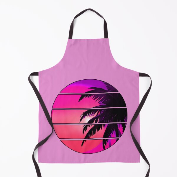 Item preview, Retro Sun Retro Palm Tree Fronds and Sky AI Art - Pink with black edge designed and sold by Beachy.