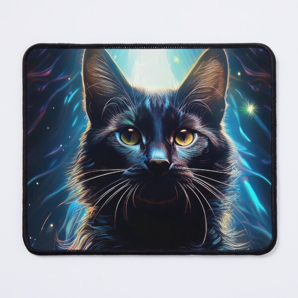 Item preview, Black cat against a colorful blue background  designed and sold by Photopat.