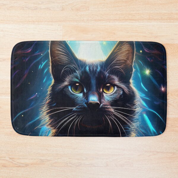 Item preview, Black cat against a colorful blue background  designed and sold by Photopat.