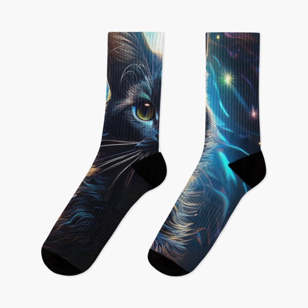 Item preview, Black cat against a colorful blue background  designed and sold by Photopat.