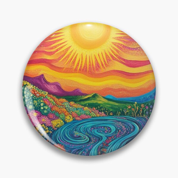 Item preview, Groovy Psychedelic Floral Sunny Colorful Illustration Art designed and sold by GrinGalore.