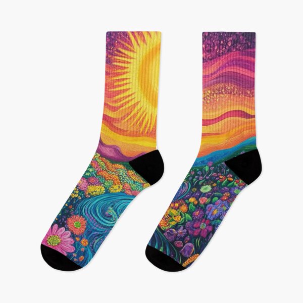 Item preview, Groovy Psychedelic Floral Sunny Colorful Illustration Art designed and sold by GrinGalore.