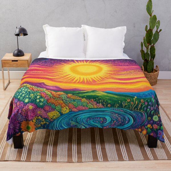 Item preview, Groovy Psychedelic Floral Sunny Colorful Illustration Art designed and sold by GrinGalore.