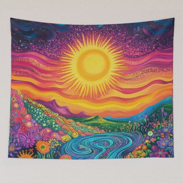 Item preview, Groovy Psychedelic Floral Sunny Colorful Illustration Art designed and sold by GrinGalore.