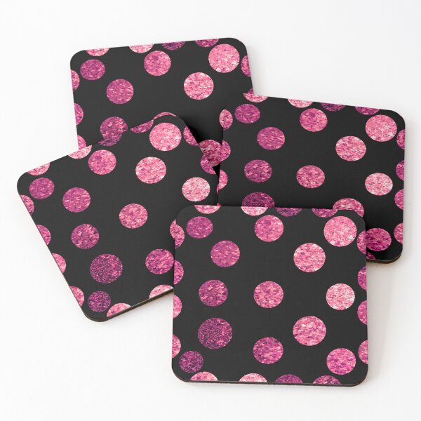 Item preview, Glitter Pink Polkadots / Beautiful Elegant Pink Polkadots, Black Background designed and sold by Victoria Rose.