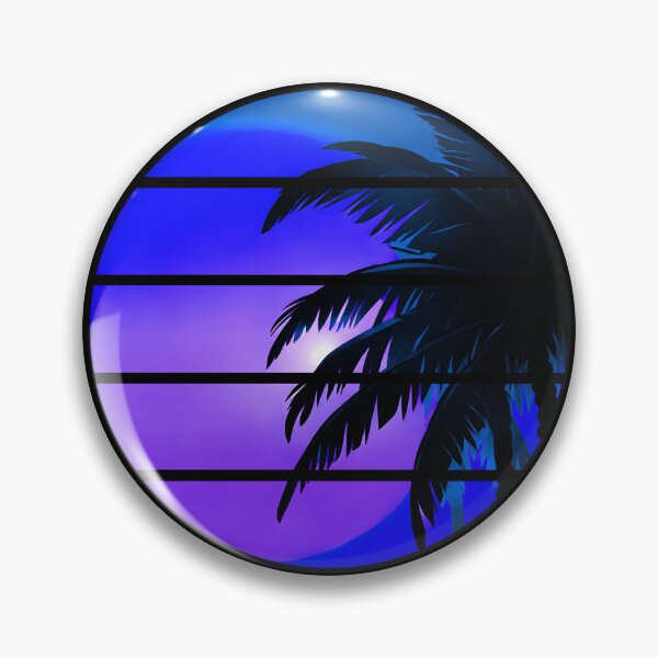 Item preview, Retro Moon Retro Palm Tree Fronds and Sky AI Art - Blue designed and sold by Beachy.