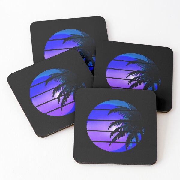Item preview, Retro Moon Retro Palm Tree Fronds and Sky AI Art - Blue designed and sold by Beachy.