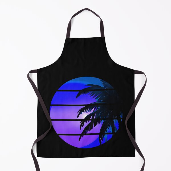 Item preview, Retro Moon Retro Palm Tree Fronds and Sky AI Art - Blue designed and sold by Beachy.