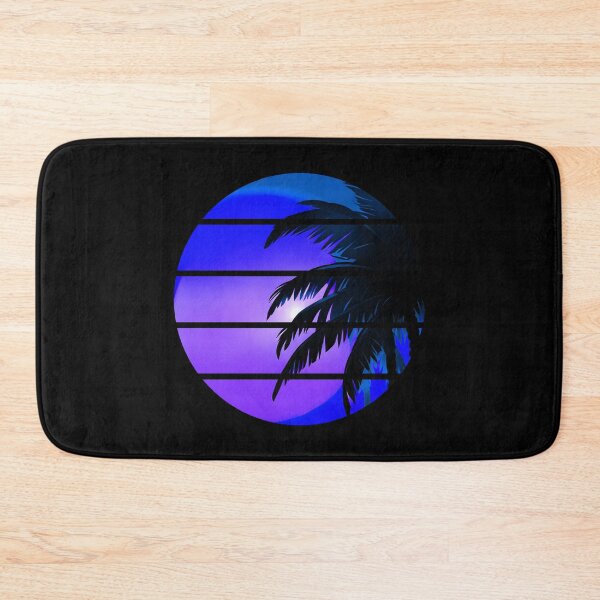 Item preview, Retro Moon Retro Palm Tree Fronds and Sky AI Art - Blue designed and sold by Beachy.