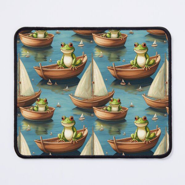 Item preview, Froggy Heaven: A Fun pattern with frogs celebrating holidays on their boats, decorated with colorful sails. designed and sold by Grang Art Artistic Designs.