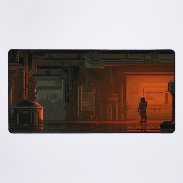 Item preview, Retro Sci-Fi Corridor with Lone Explorer designed and sold by GreenInkXpress.