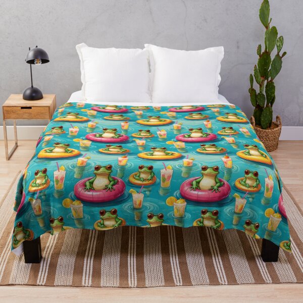 Item preview, Froggy Frolics: A fun pattern with frogs celebrating holidays relaxing in the swimming pool with Pina coladas at the ready. designed and sold by Grang Art Artistic Designs.