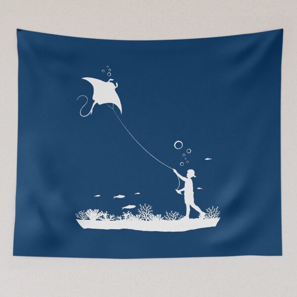 Item preview, underwater girl / boy hang-glide devil fish  designed and sold by alwe-designs.