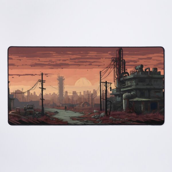 Aperçu de l'œuvre Coucher de soleil post-apocalyptique sur les ruines créée et vendue par GreenInkXpress.