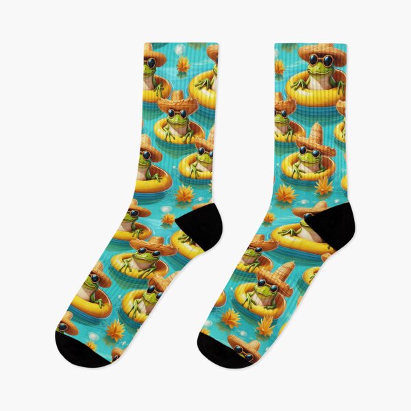 Item preview, Froggy Holidays: A fun pattern with frogs celebrating their holidays chilling in their rubber rings with Pina coladas at the ready. designed and sold by Grang Art Artistic Designs.