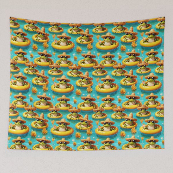 Item preview, Froggy Holidays: A fun pattern with frogs celebrating their holidays chilling in their rubber rings with Pina coladas at the ready. designed and sold by Grang Art Artistic Designs.
