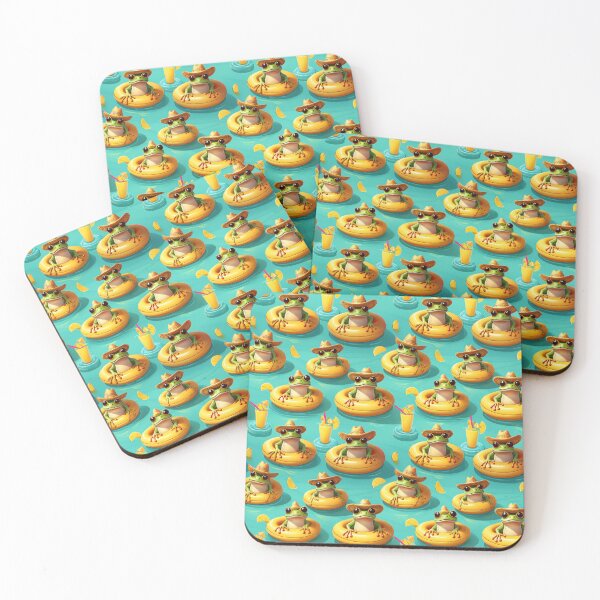 Item preview, It's a Frog's Life: A fun pattern with frogs celebrating their holidays chilling in their rubber rings with Pina coladas at the ready. designed and sold by Grang Art Artistic Designs.