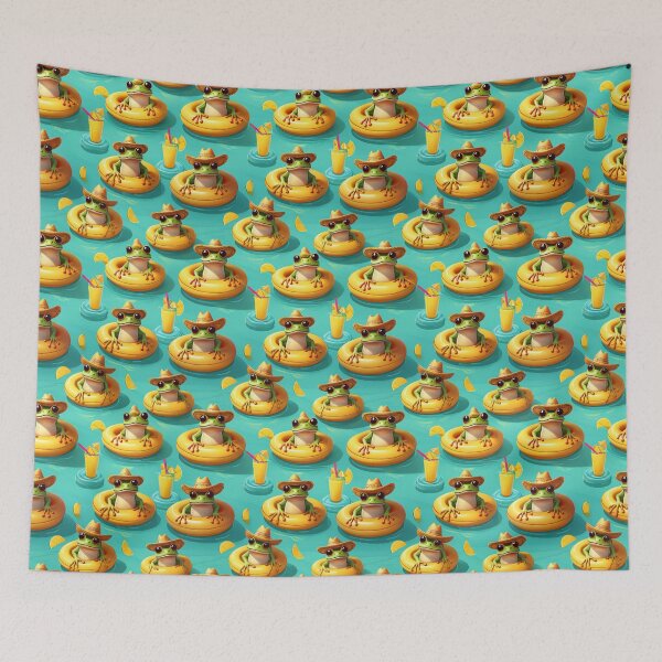 Item preview, It's a Frog's Life: A fun pattern with frogs celebrating their holidays chilling in their rubber rings with Pina coladas at the ready. designed and sold by Grang Art Artistic Designs.