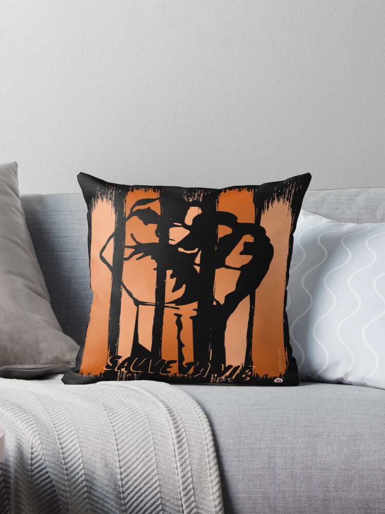 Aperçu 1 sur 4. Coussin avec l'œuvre Sauve ta vie. Modèle N°6 créée et vendue par Vinidal.