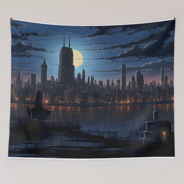 Item preview, Moonlit City Skyline by the Waterfront designed and sold by GreenInkXpress.