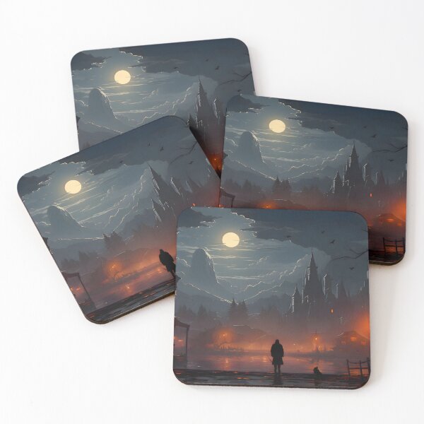 Item preview, Haunted Village Under a Full Moon designed and sold by GreenInkXpress.