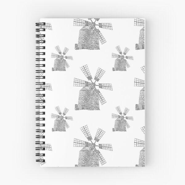 Item preview, Windmill Sketch: A vintage-inspired pattern featuring a weathered windmill, symbolizing resilience and the passage of time. designed and sold by Camel & Quirk.