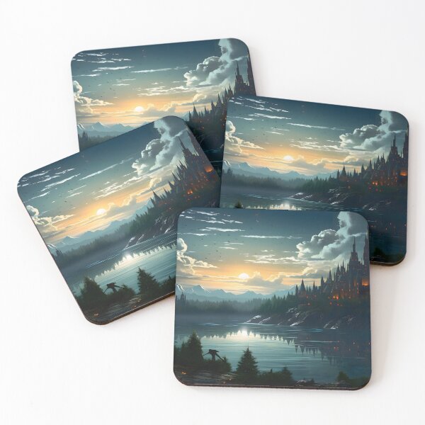 Item preview, Enchanted Castle at Sunset by the Lake designed and sold by GreenInkXpress.