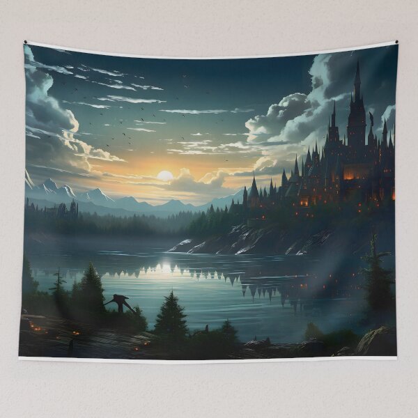 Item preview, Enchanted Castle at Sunset by the Lake designed and sold by GreenInkXpress.